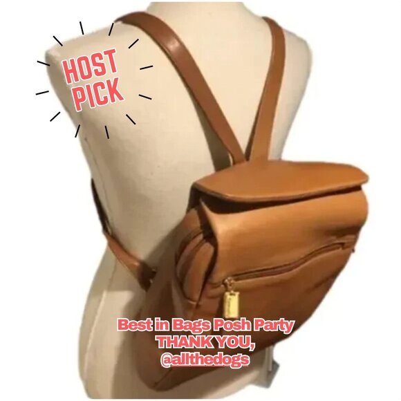 Tignanello Tan Leather Magnetic Closure Backpack - Picture 13 of 15